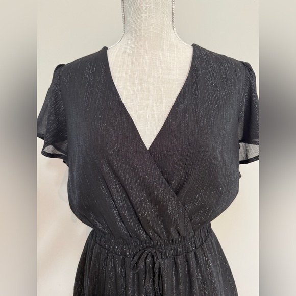 Mi Ami Sheer Metalic & Black Mini Dress, Size Medium - Picture 2 of 15